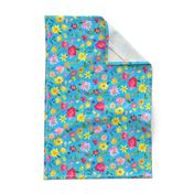 Watercolor Whimsy Floral, Cyan