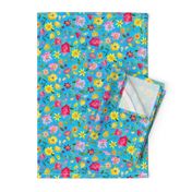 Watercolor Whimsy Floral, Cyan