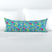 Watercolor Whimsy Floral, Cyan