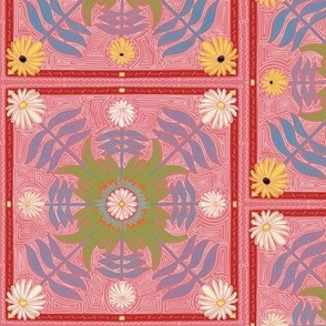 Block Cut Rudbeckia Tiles (Large) - Pink