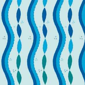 (M) Ultra Steady Pantone palette hand-drawn mending waves -on light blue