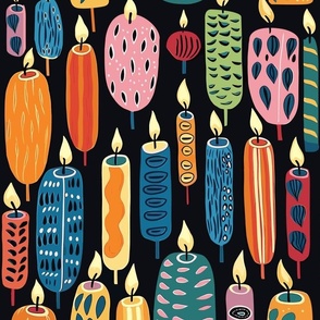 Candles - Naive Hand-Drawn Colourful Candles