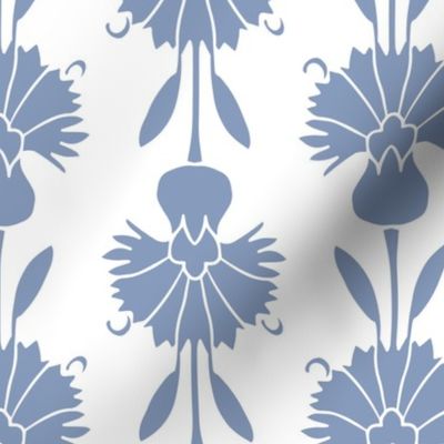Turkish Art Inspired Pale Blue & White Carnation Floral (Med/Large)