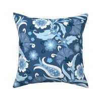 Large Turkish Art Inspired Trailing Floral in Dark Blue