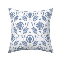  Turkish Art Inspired Tulip Floral in Pale Blue & White (Med/Large)