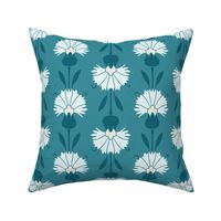 Large Turkish Art Inspired Teal Carnation Floral 