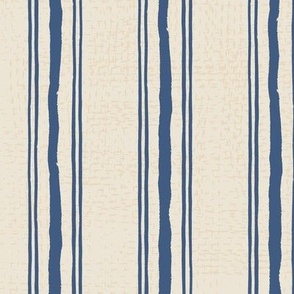 Rough Textural Stripe (Medium)  - Blue Ridge Denim Blue on Panna Cotta Cream (TBS102)