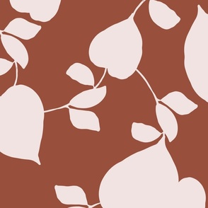 Tropical Silhouette  Leaves on Cinnamon Brown // Large Scale