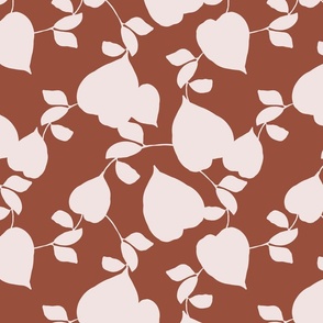 Tropical Silhouette  Leaves on Cinnamon Brown // Medium Scale