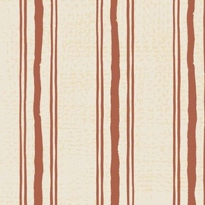 Rough Textural Stripe (Medium) - Amaro Rust on Panna Cotta Cream  (TBS102)
