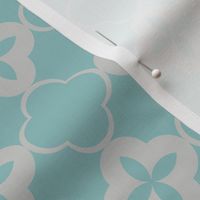 Teal Blue Quatrefoil Traditional