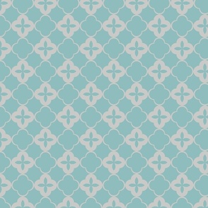 Teal Blue Quatrefoil Traditional