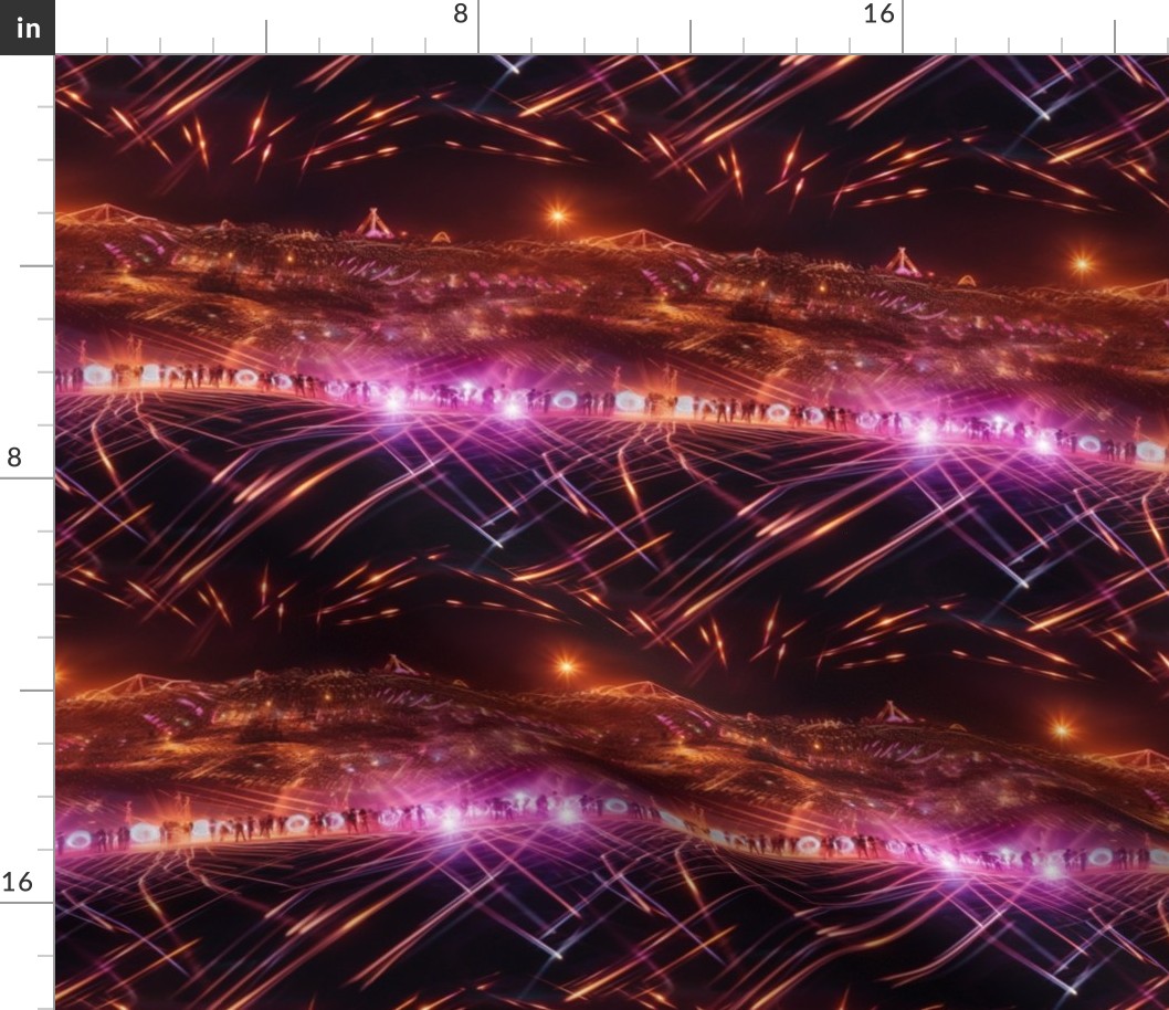Pink and Golden Burning Man Laser Lightshow Magic Stripes