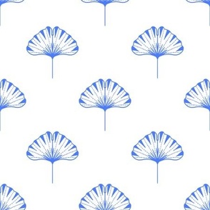 Ginkgo leaf  linens in French blue