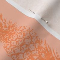 Medium tropical pineapple stripes toile de jouy- peach pink and orange