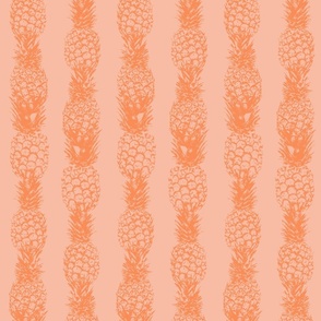 Medium tropical pineapple stripes toile de jouy- peach pink and orange