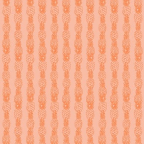 small tropical pineapple pinstripe toile de jouy- peach pink and orange