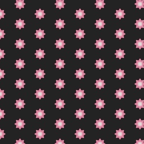 Geometric Flowers Shapes in Dark Charcoal and Hot Pink