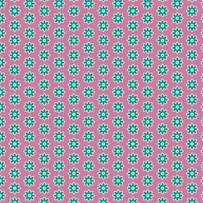 Geometric Flowers Shapes in Preppy Pink and Green