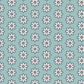 Geometric Flowers Shapes in muted green and blue