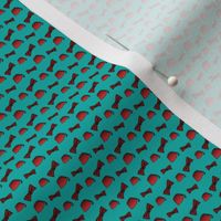 Teal and Red Fez Bow Tie
