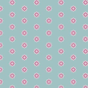 Geometric Flowers Shapes in Preppy Pink and Sage Green