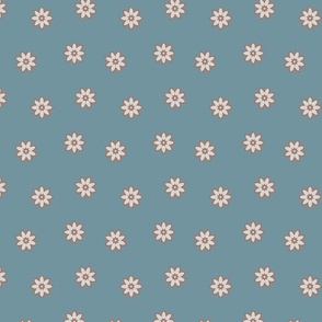 Scattered Geometric Flowers Shapes in Muted Blue