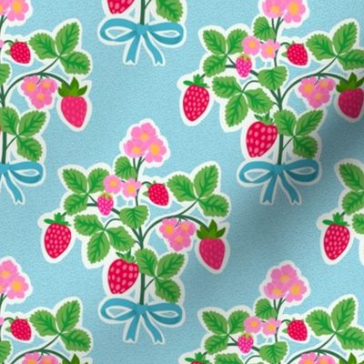 Vintage Strawberry Posies on Blue 6”