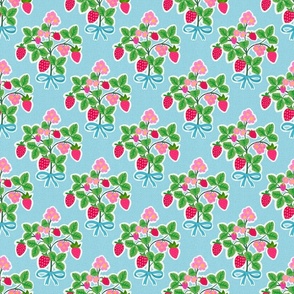 Vintage Strawberry Posies on Blue 6”