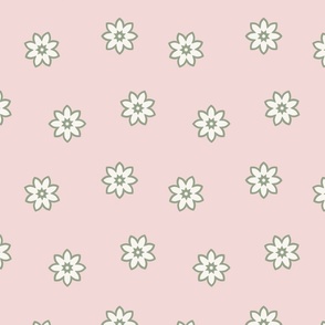 Scattered Geometric Flowers Shapes in Pastel Pink