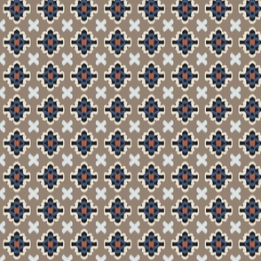 Ikat medallions and crosses on morel brown | small