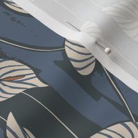 small tropical painterly abstract anthurium - steel  and slate blue