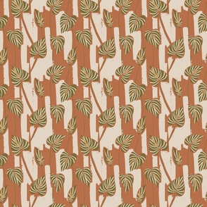 small tropical painterly abstract anthurium - terracotta brown and olive green