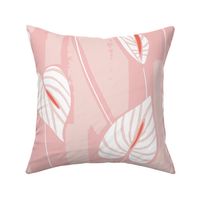 Large tropical painterly abstract anthurium - romantic pastel coral pink