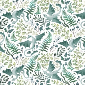 Forest dragons green on white small