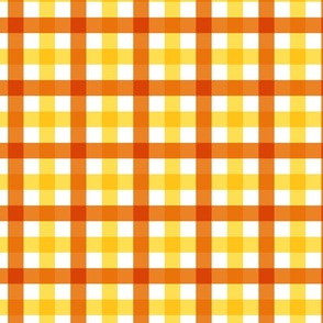  Vibrant Multi colored  gingham plaid check in apricot orange and bright canary yellow