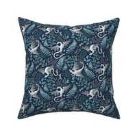 Forest dragons blues on navy extra small