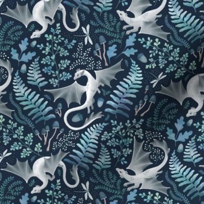 Forest dragons blues on navy extra small
