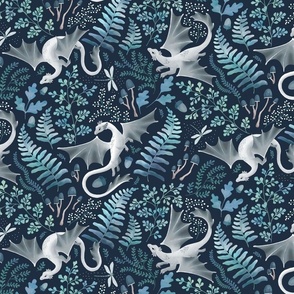 Forest dragons blues on navy small