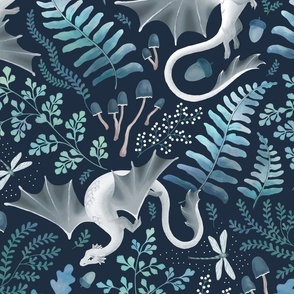 Forest dragons blues on navy