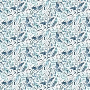 Forest dragons blues on white extra small