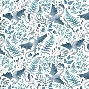 Forest dragons blues on white small