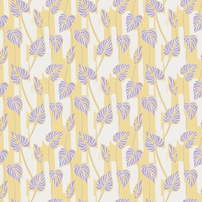 small tropical painterly abstract anthurium - pastel yellow and lavender purple
