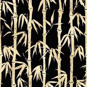 JAPANESE INK BAMBOO - GOLD TEXTURE ON BLACK