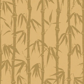 JAPANESE INK BAMBOO - GREEN-BROWN SHADOWS ON GOLDEN WALL