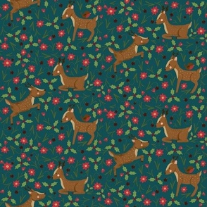 festive deers (larger scale on blue)