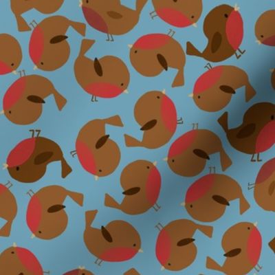 festive robins (larger scale on light blue)