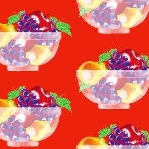 Bowl of fruit on red