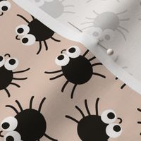 Spooky Spiders / medium scale / light brown playful Halloween animal pattern with cute spiders for kids