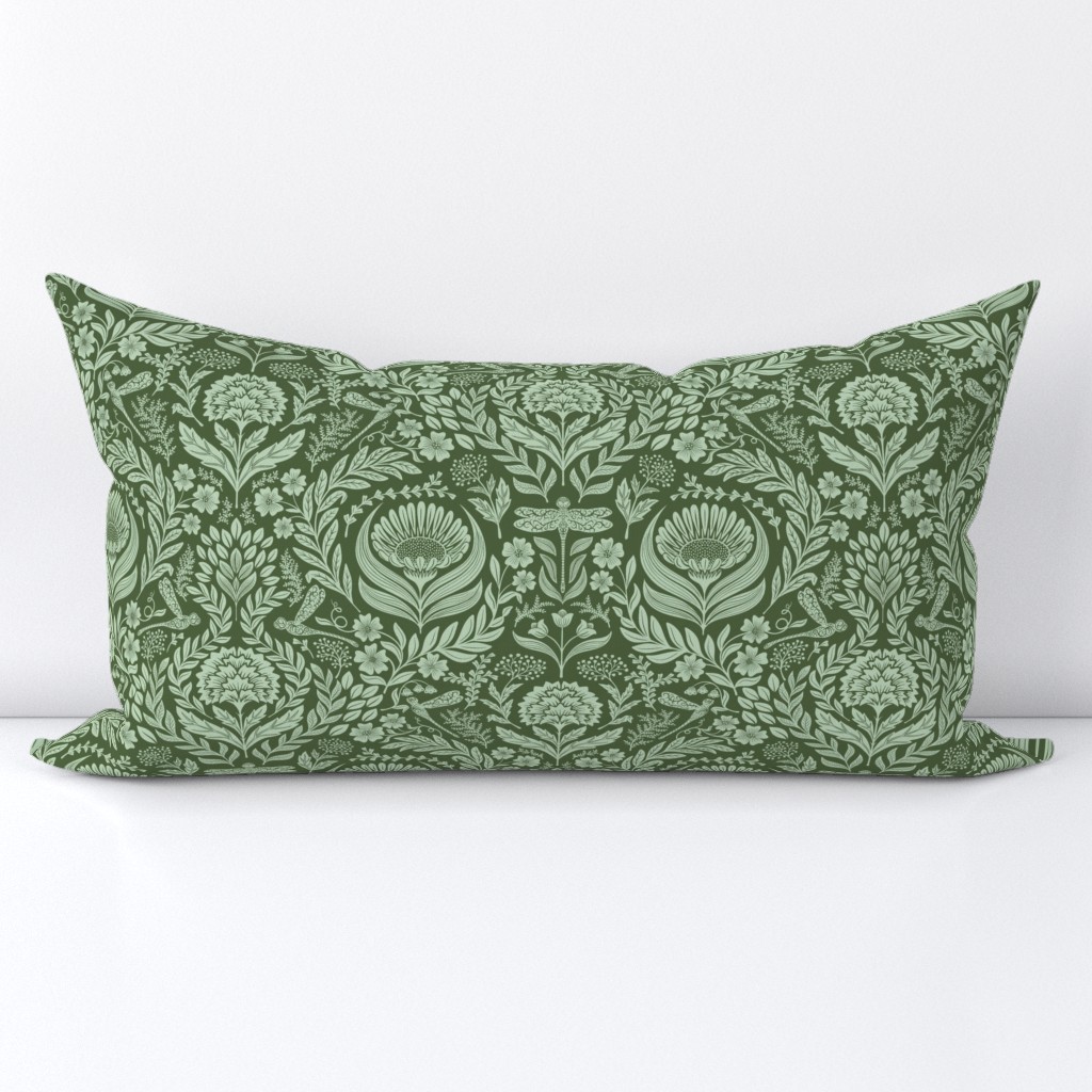 Victorian Floral Damask - green